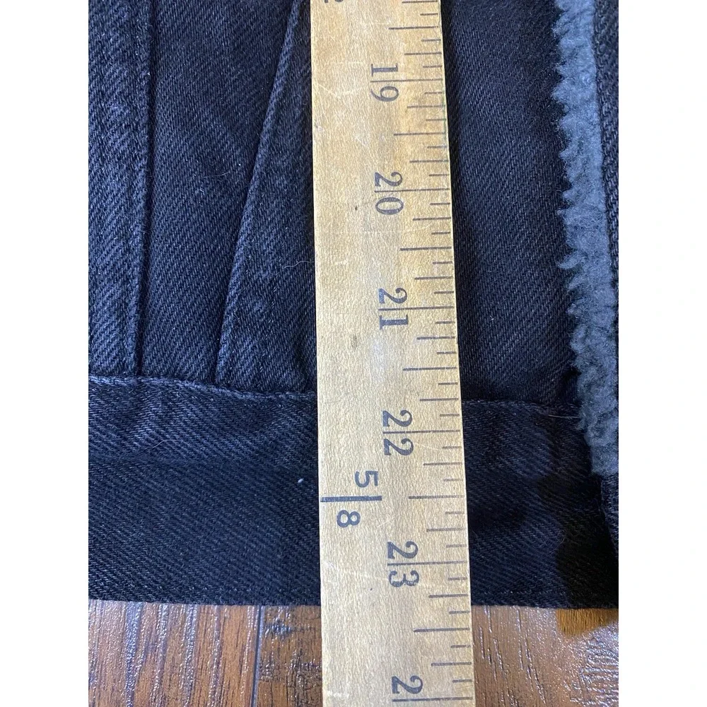 Levis Mens Sherpa Trucker Jacket Black Denim Grey Faux Fur Lining Small